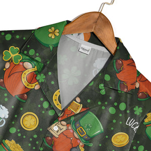 Lucky St Patricks Day Hawaiian Shirt with Pot of Gold and Rainbow