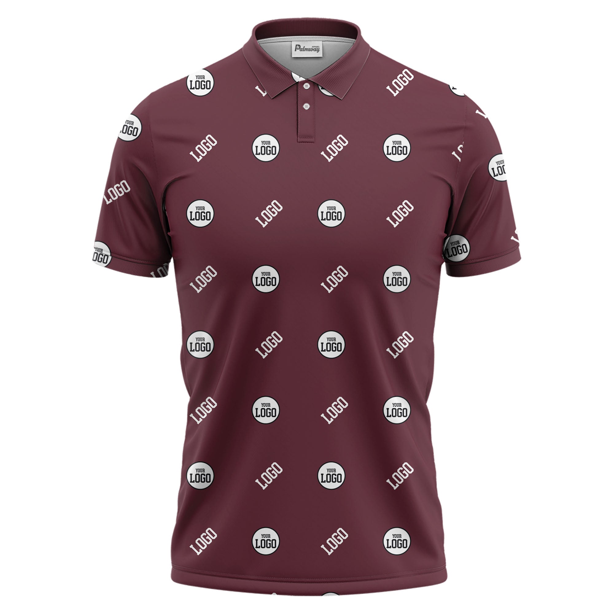 minimalist custom logo pattern polo shirt — clean repeating corporate design