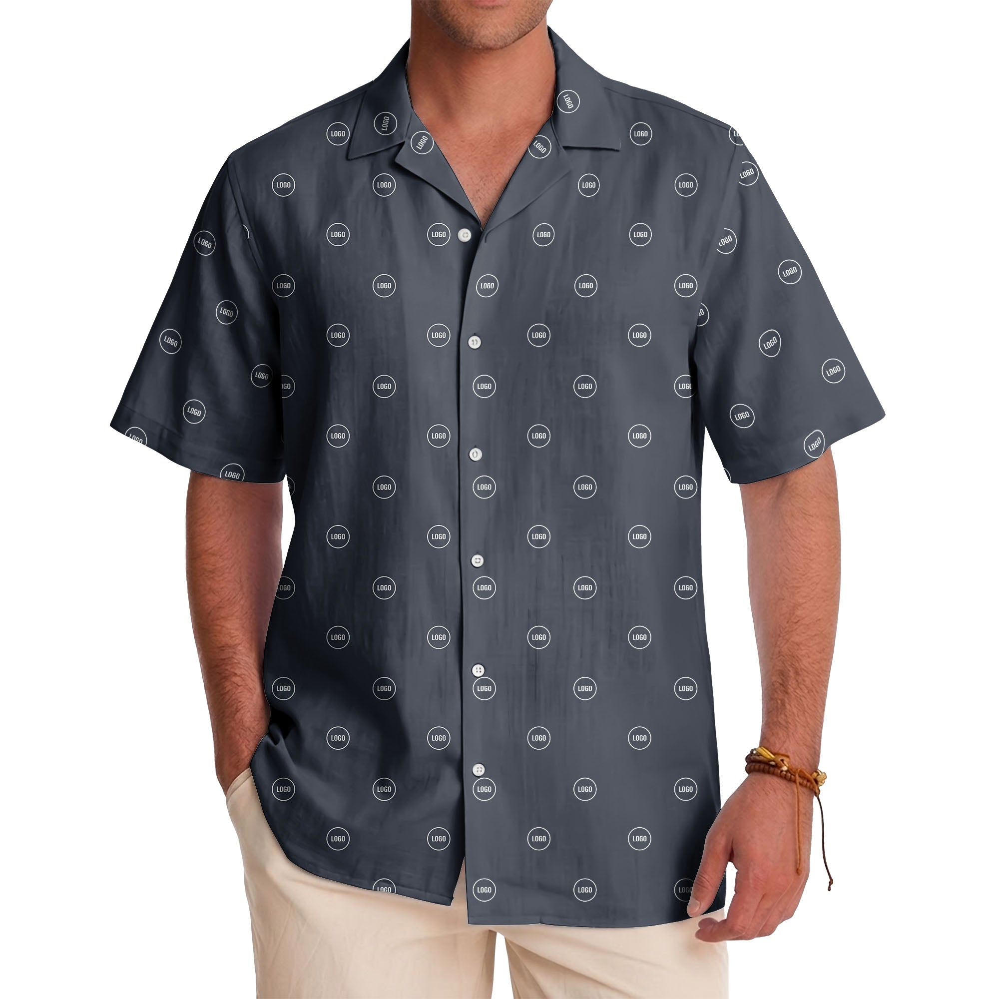 Minimalist Navy Geometric Circles Logo Polo Shirt For Modern Men