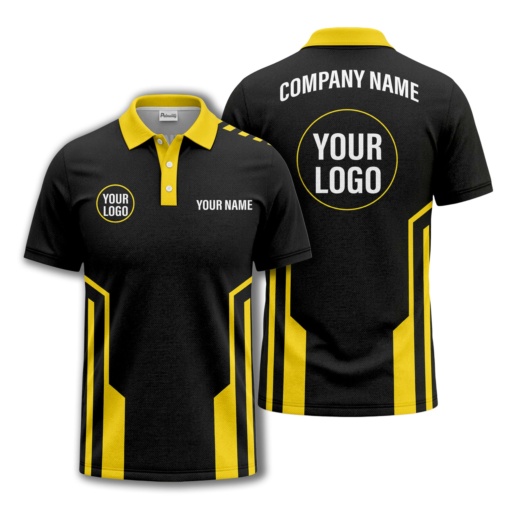modern black white geometric stripes custom logo polo shirt