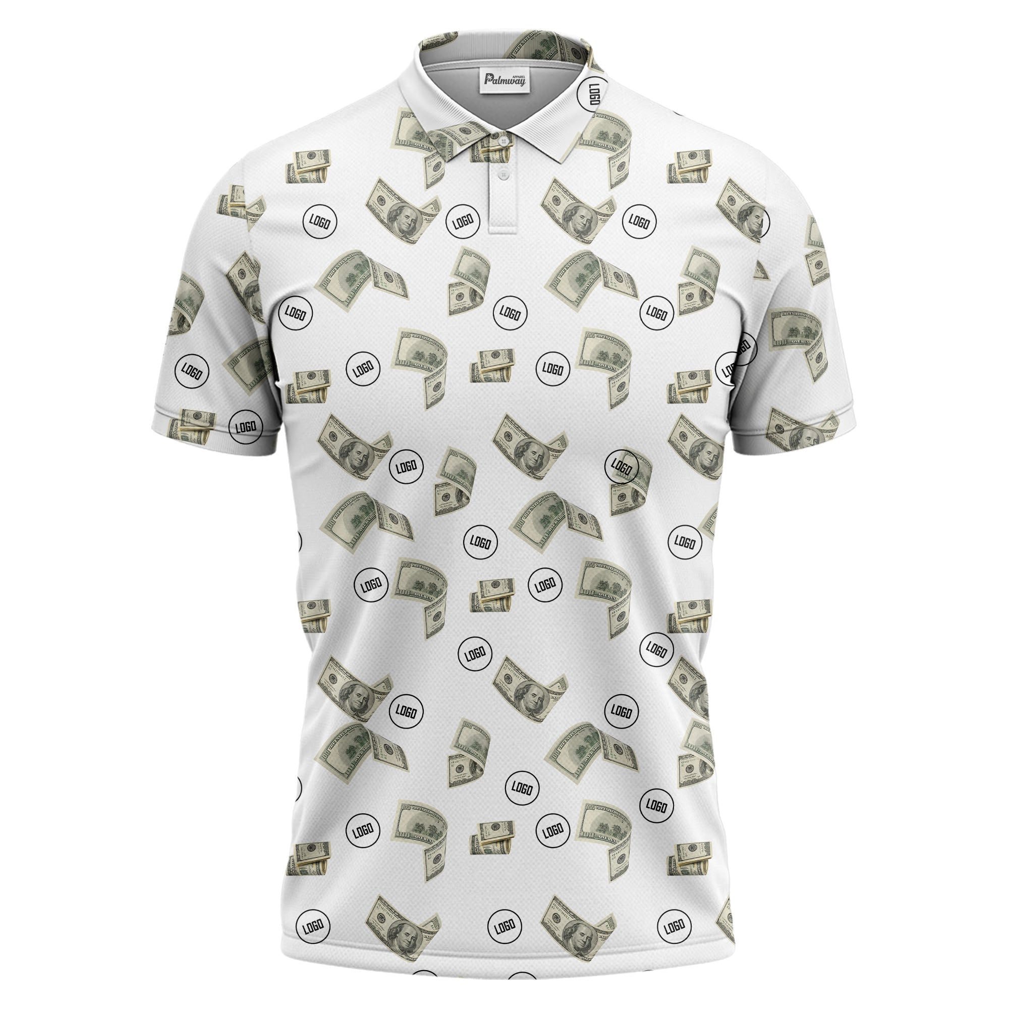 Money Rain Dollar Bills Repeating Pattern Polo Shirt For Men