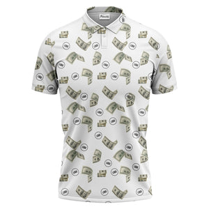 Money Rain Dollar Bills Repeating Pattern Polo Shirt For Men