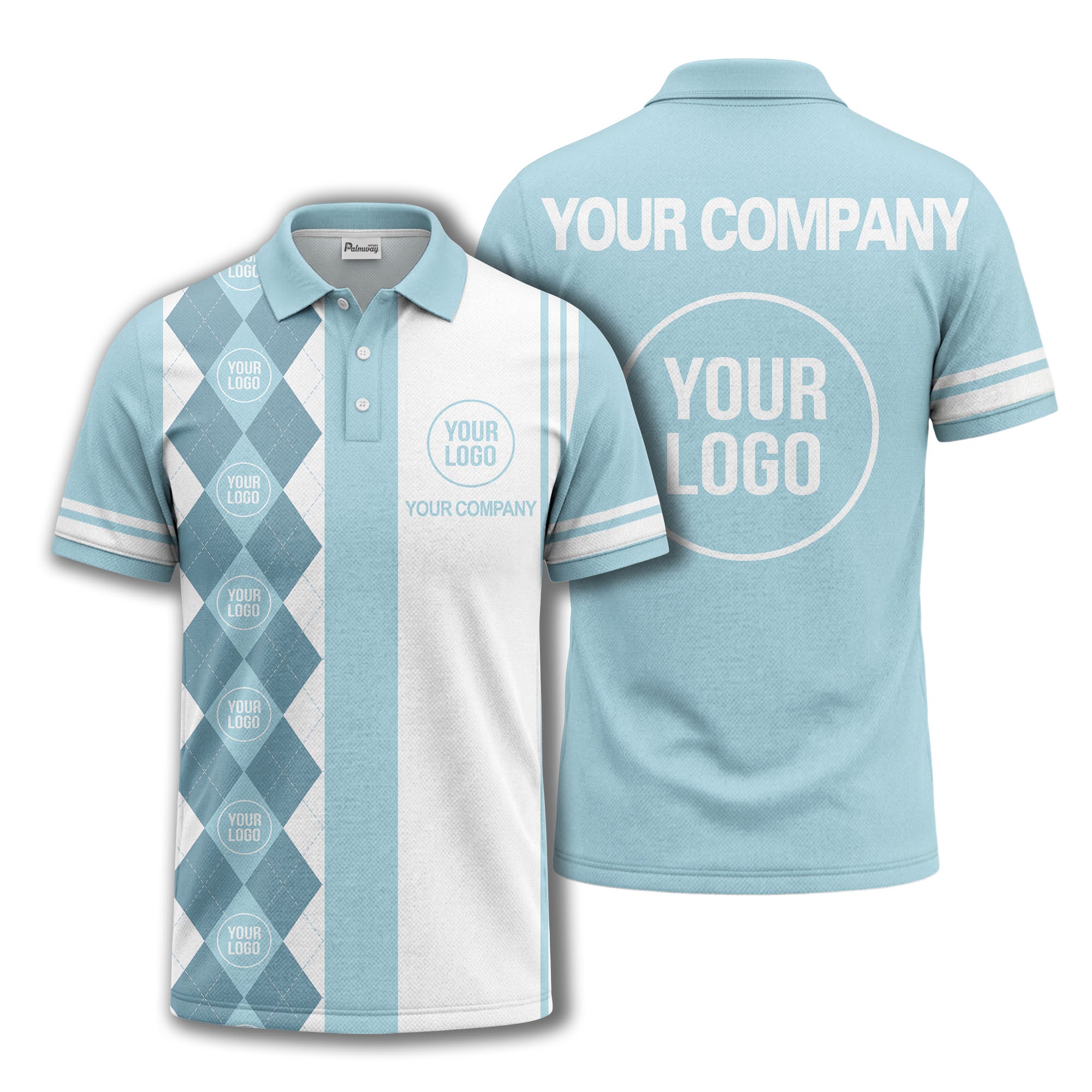 monochrome argyle diamond & custom logo polo shirt