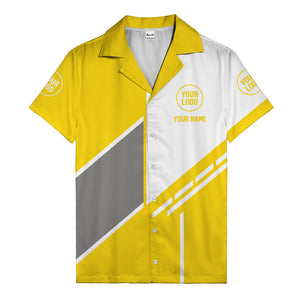 monochrome diagonal stripes & custom logo modern hawaiian shirt