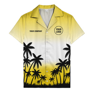 monochrome palm tree gradient silhouette hawaiian shirt for men