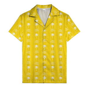 monochrome palm tree & signature logo stripe hawaiian shirt for men