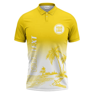 monochrome palm trees & lounge chair beach scene polo shirt