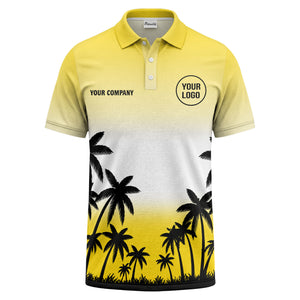 monochrome palm trees ombre gradient sky polo shirt for men