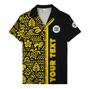 monochrome polynesian tribal turtles & waves hawaiian shirt