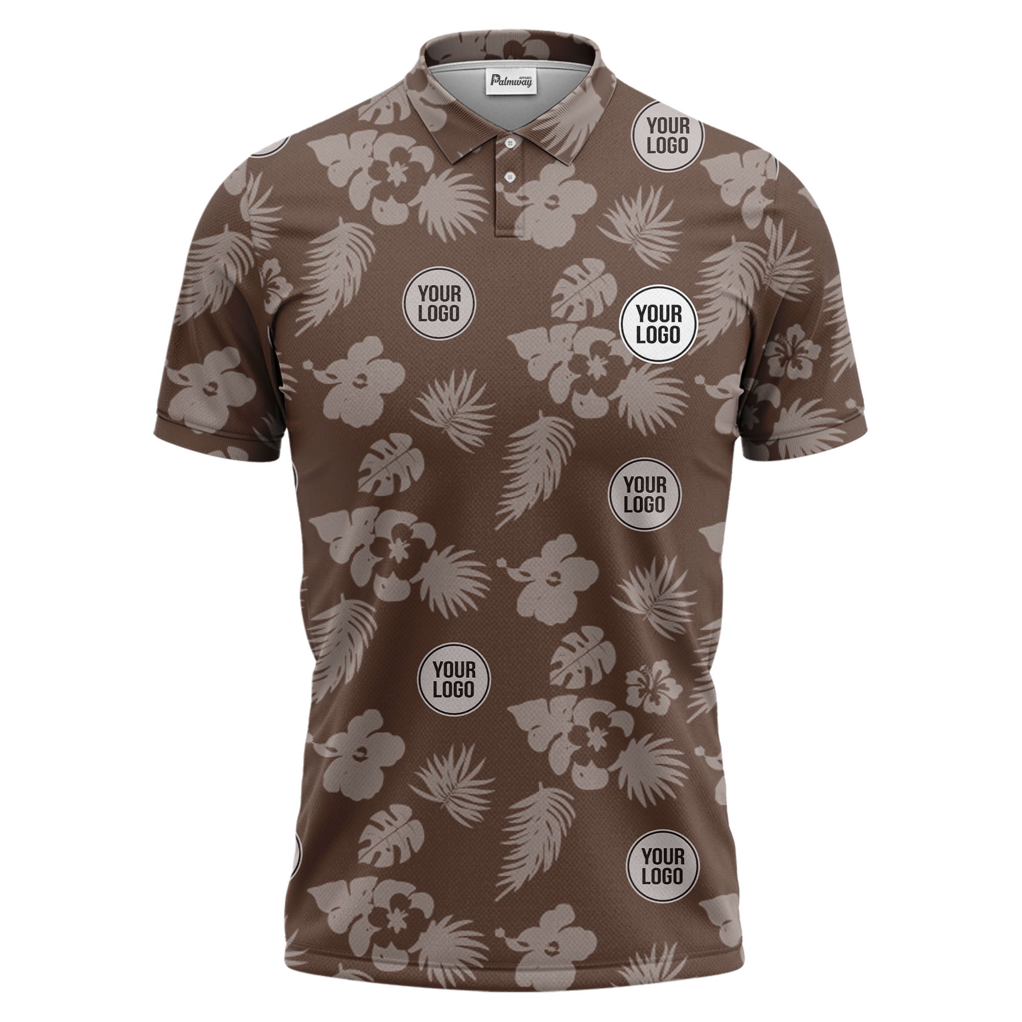 illustrated monochrome tropical flowers and leaves polo shirt for men
