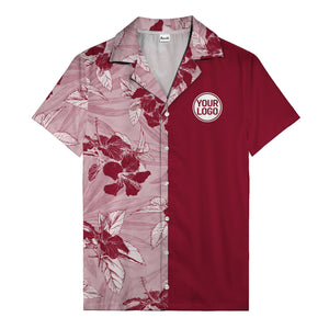 monochrome watercolor hibiscus and leaf repeat hawaiian shirt