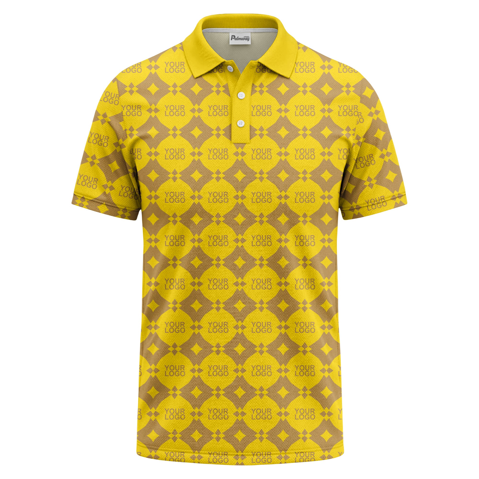 monogrammed gold black diamond repeat luxury polo shirt