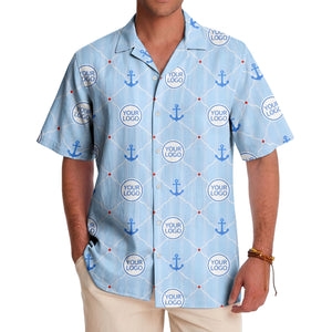 nautical anchors & custom logo circles light blue hawaiian shirt