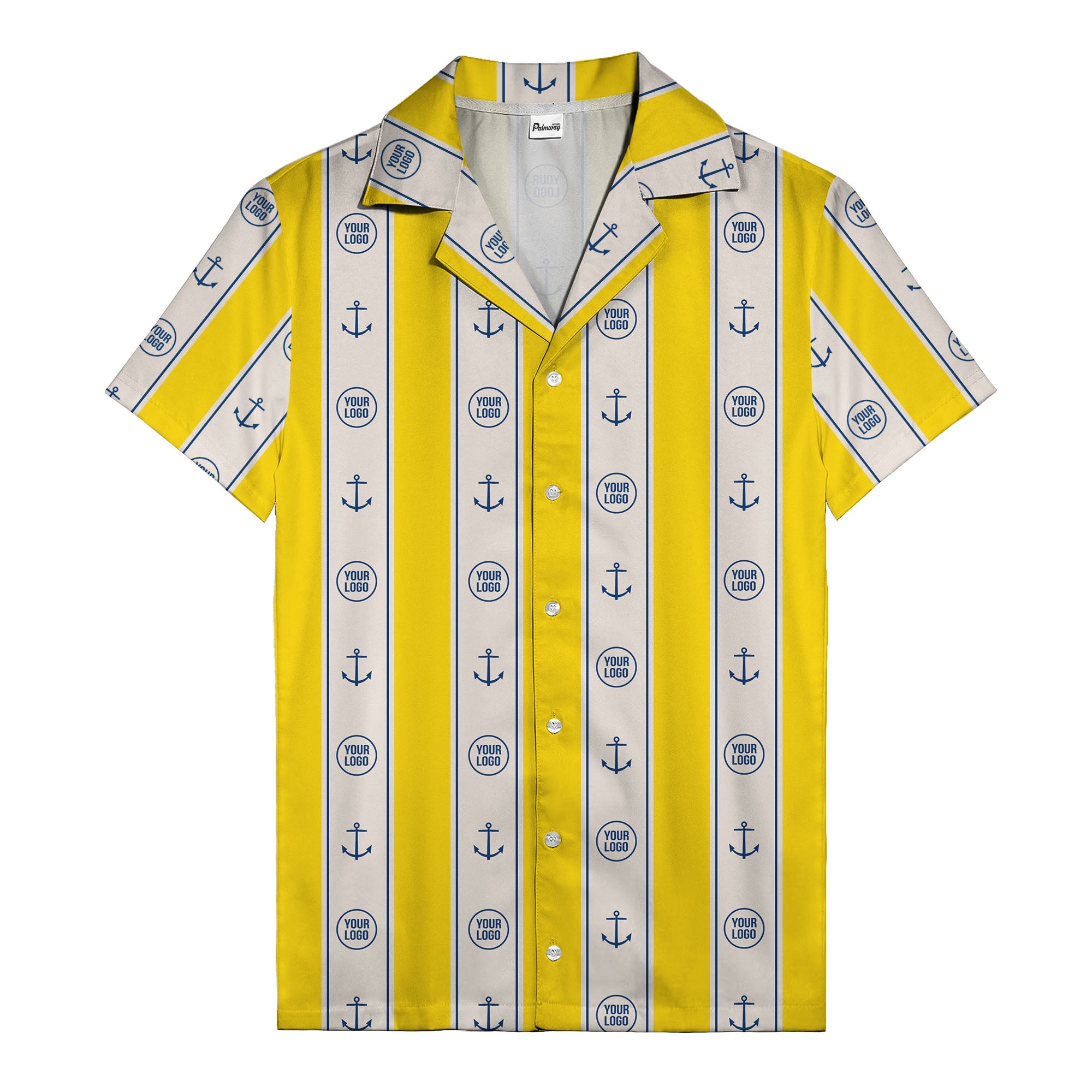 nautical anchors & custom logo repeat hawaiian shirt for men