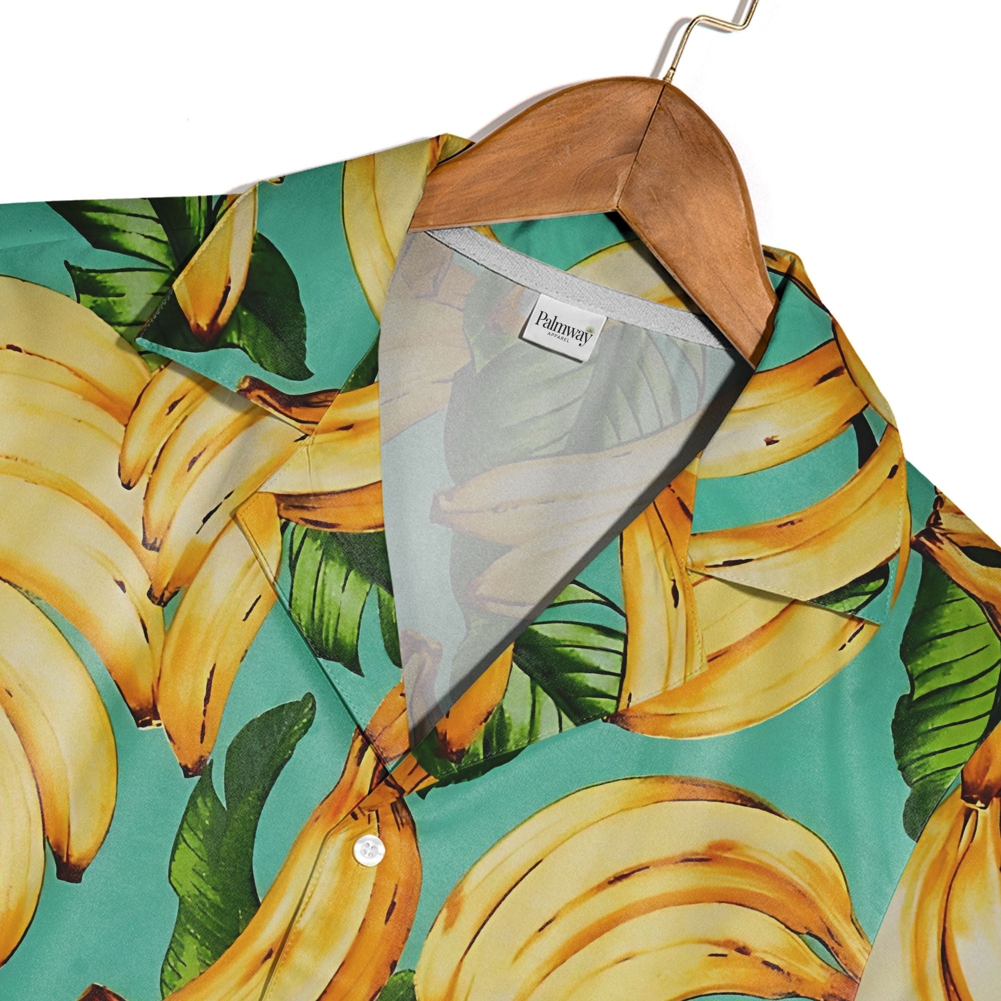 Painted Banana Hawaiian Shirt with Lush Leaves on Bright Teal