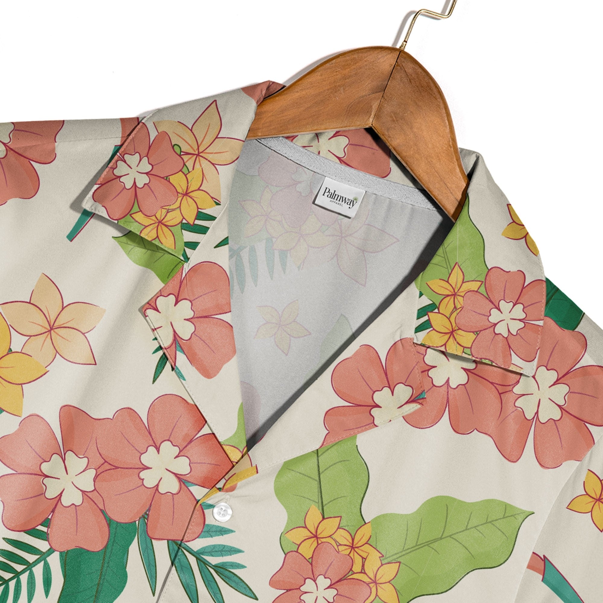 Pale Beige Bird of Paradise Hawaiian Shirt with Plumeria and Banana Leaves
