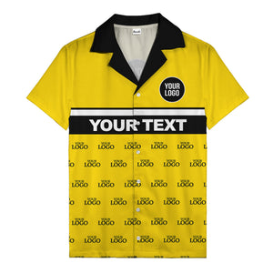 personalized logo & text striped hawaiian shirt for teams