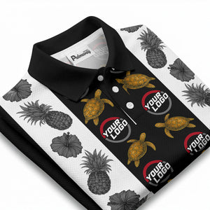pineapple sea turtle hibiscus custom logo polo shirt