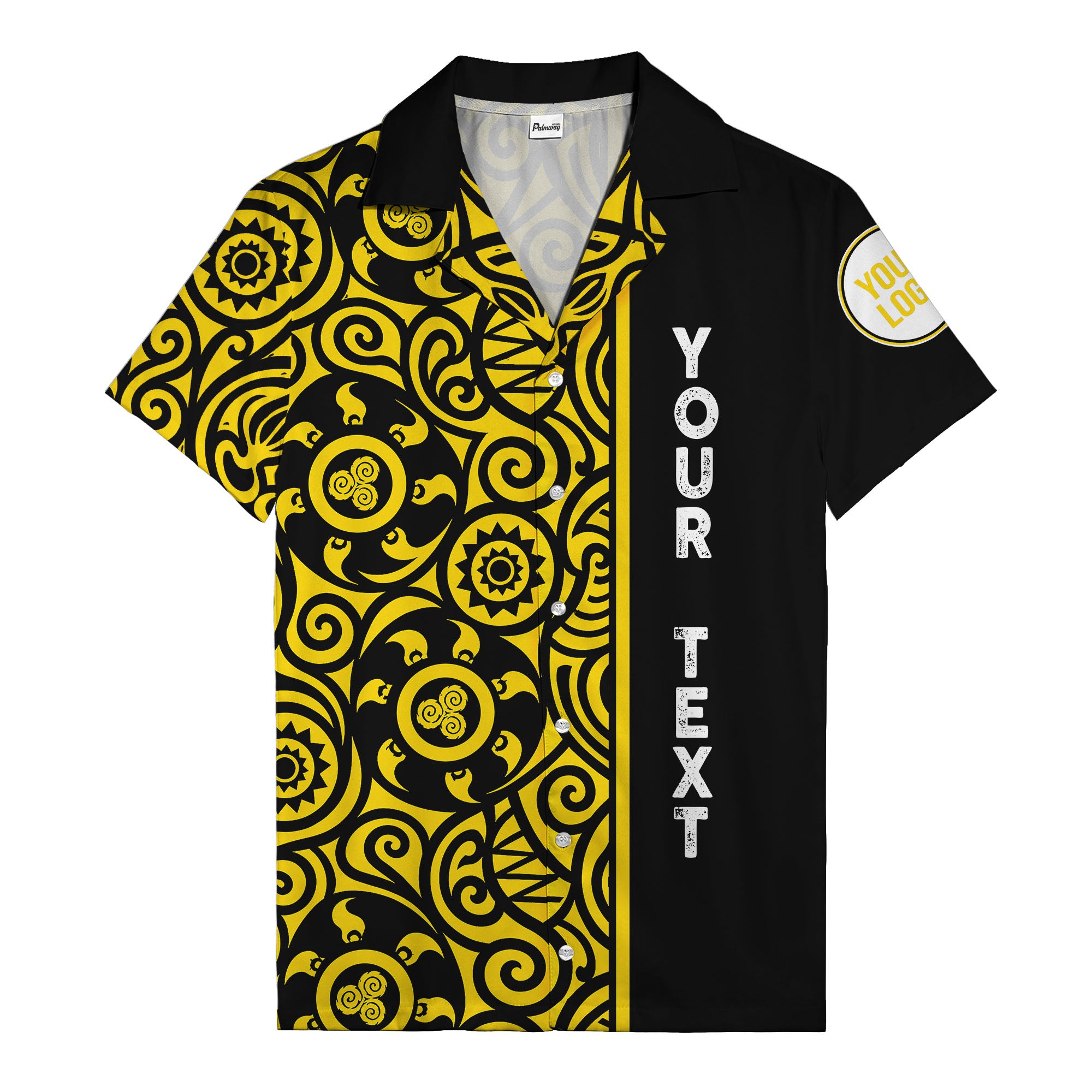 polynesian tribal swirls black white circular motifs hawaiian shirt for men
