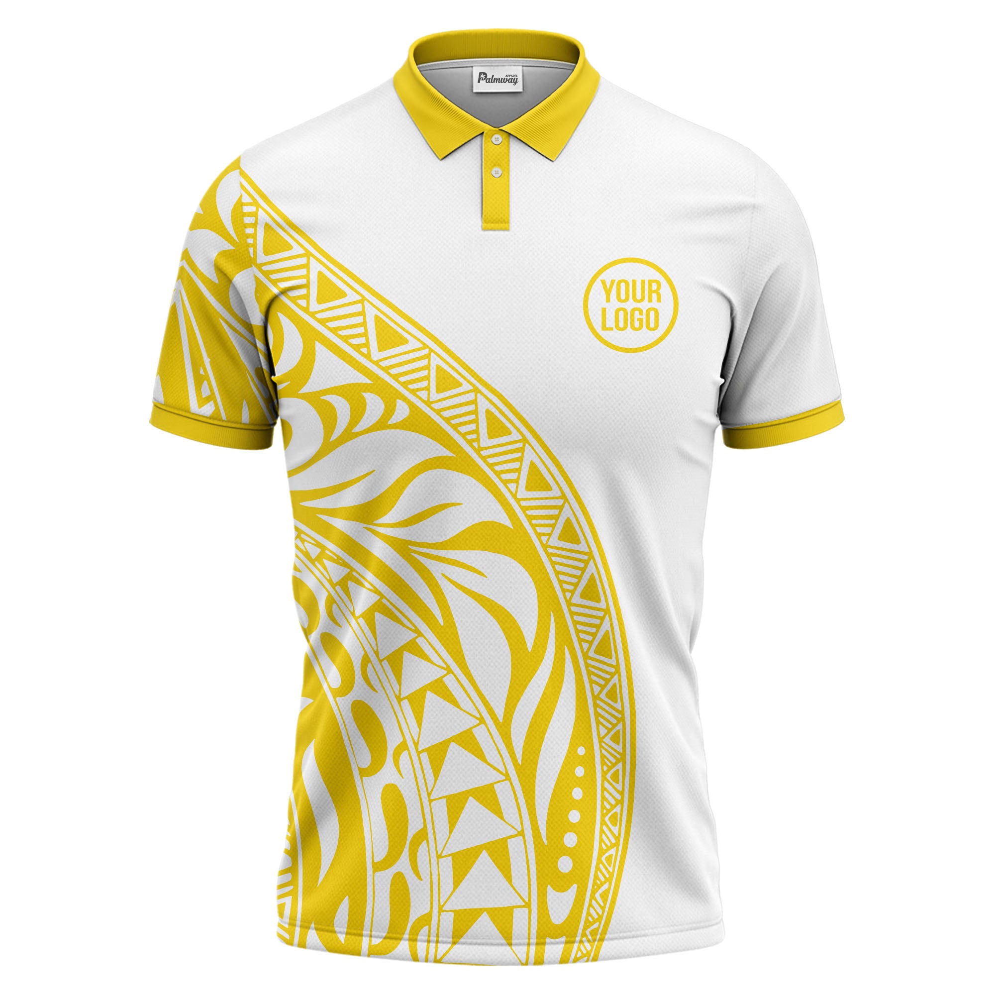 polynesian tribal tattoo geometric triangles black white polo shirt for men
