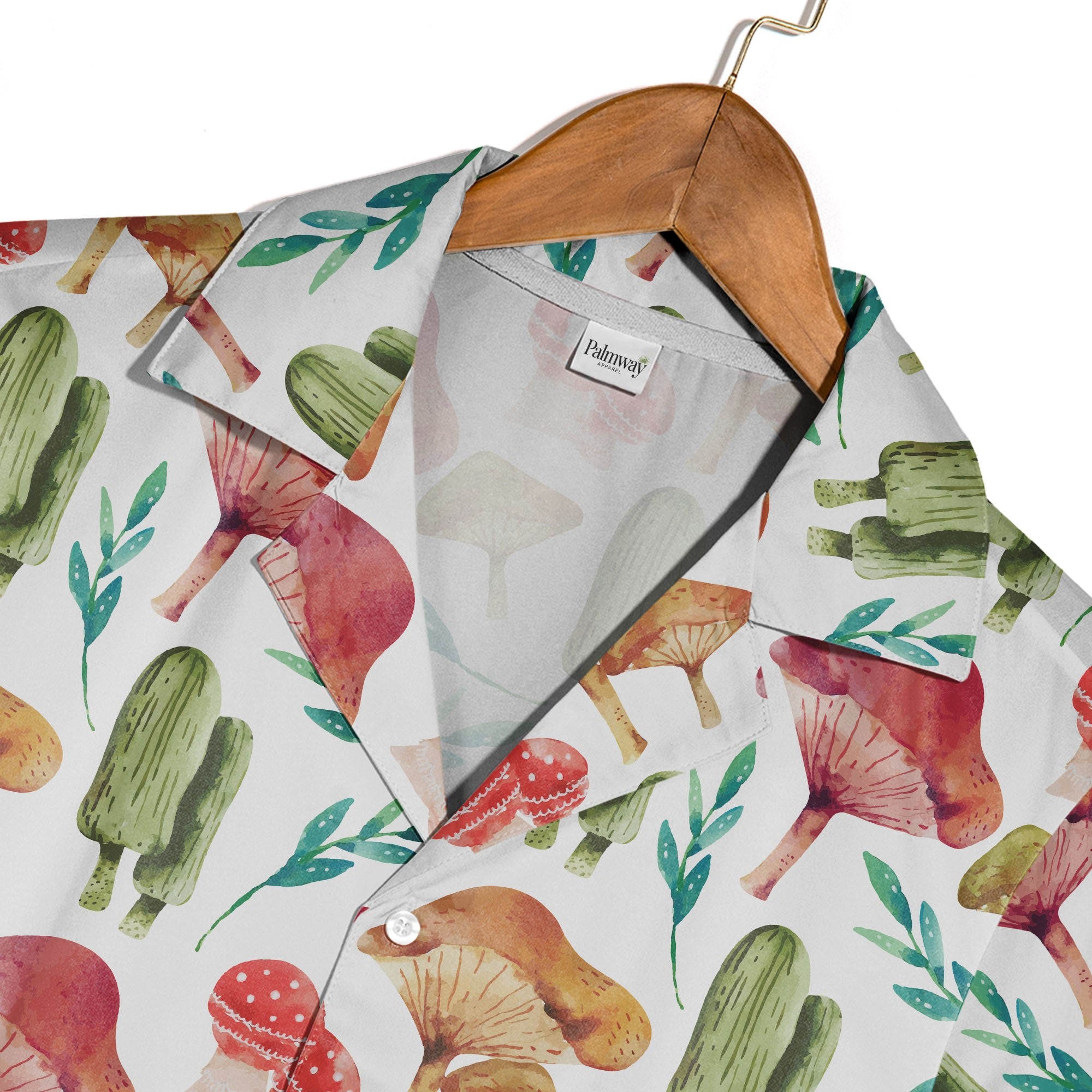 Psychedelic Pastel Mushroom Hawaiian Shirt on Black Background