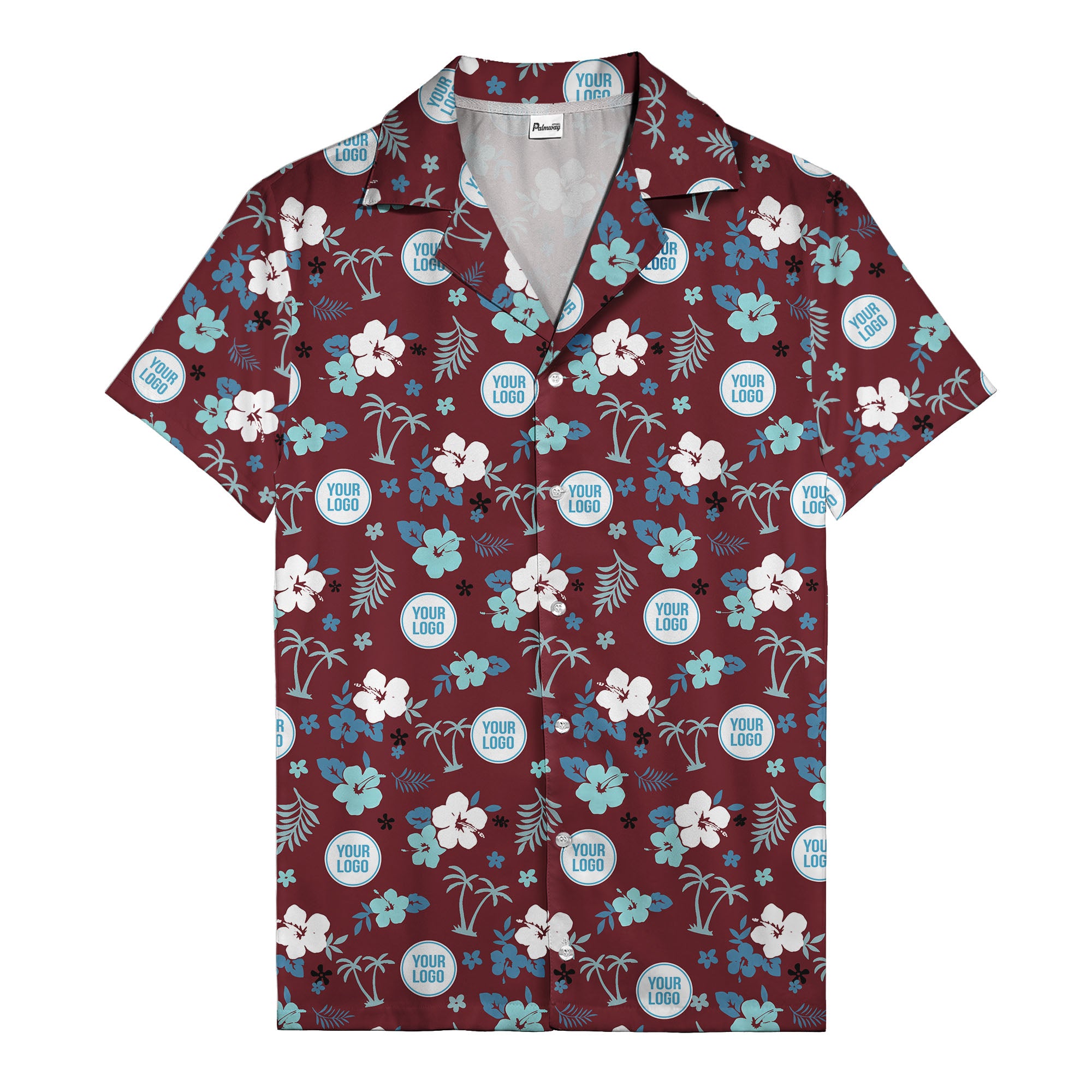 Purple Palm Blooms & Teal Leaf Hawaiian Shirt For Men