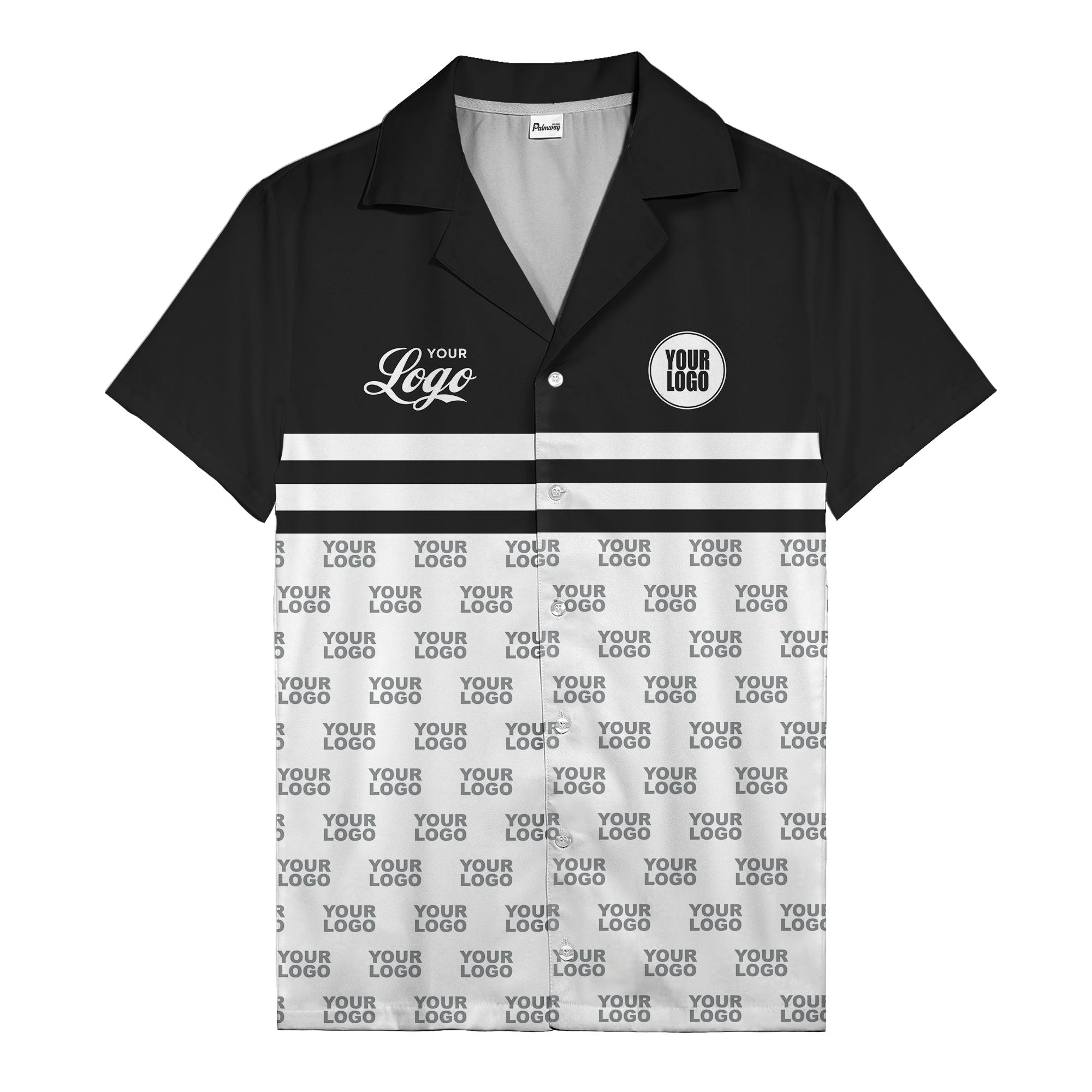 repeating customizable logo hawaiian shirt personalized text aloha button down shirt