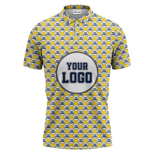 Repeating Personalized Logo Polo Shirt With Custom Text & Illustrated Icons