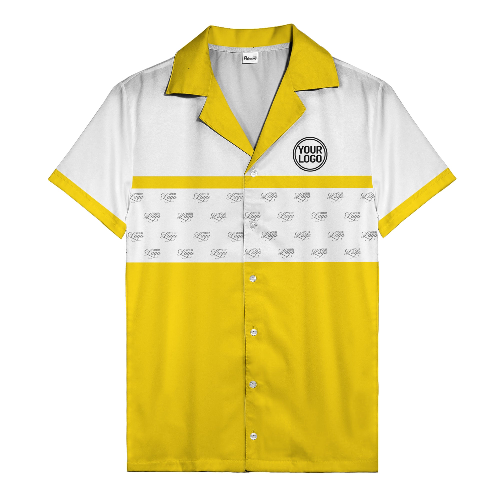retro bowling custom logo repeat hawaiian shirt for men
