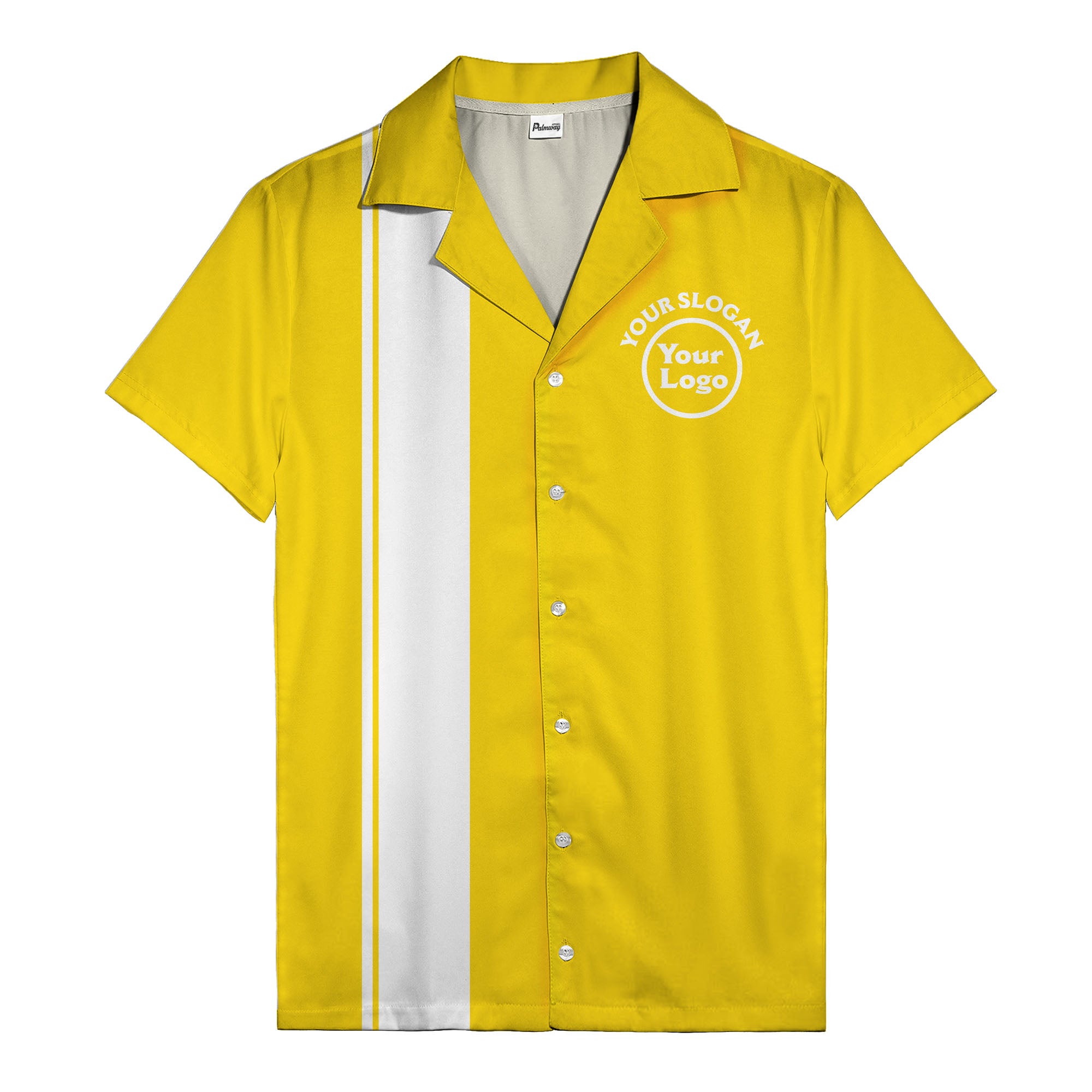 retro bowling stripe & custom logo circle black white hawaiian shirt