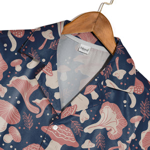 Retro Folk Art Botanical Mushroom Hawaiian Shirt with Berries