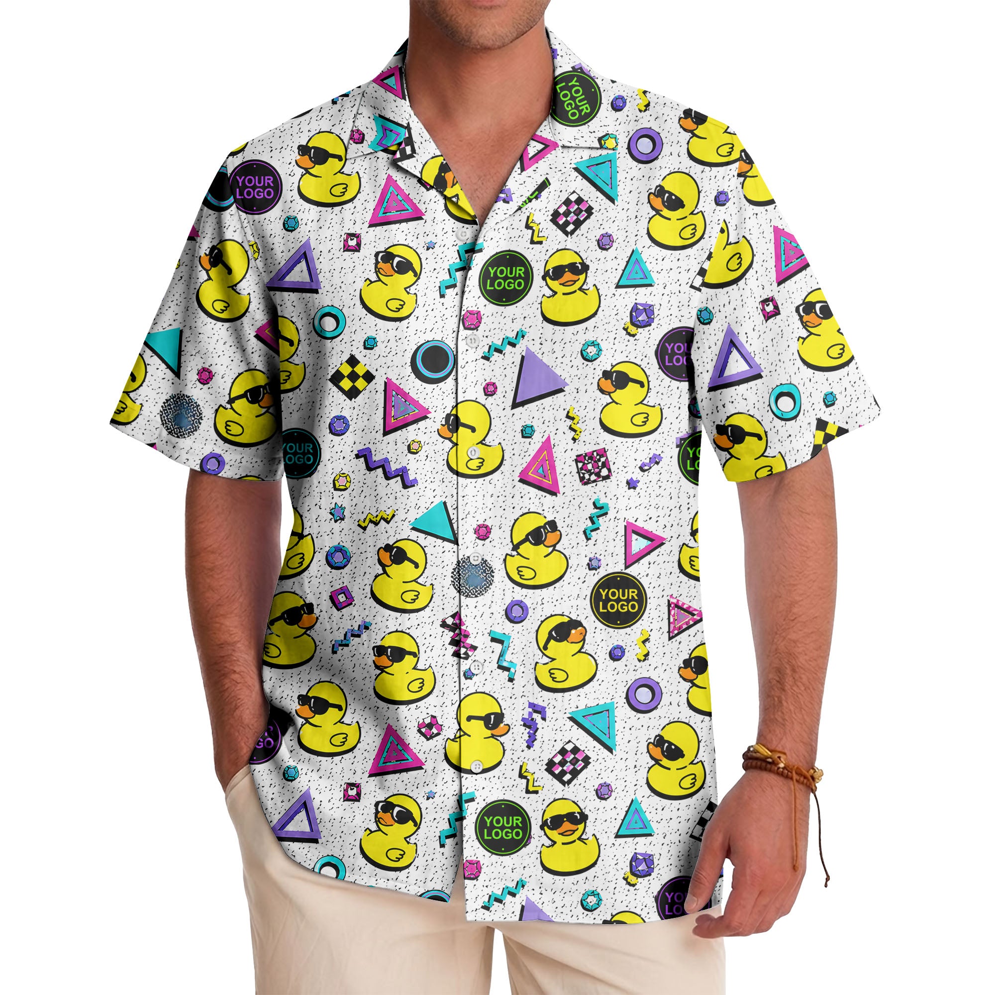 retro rubber ducks & geometric 80s blocks hawaiian shirt