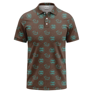 rubber duck & custom logo circle pattern polo shirt for men