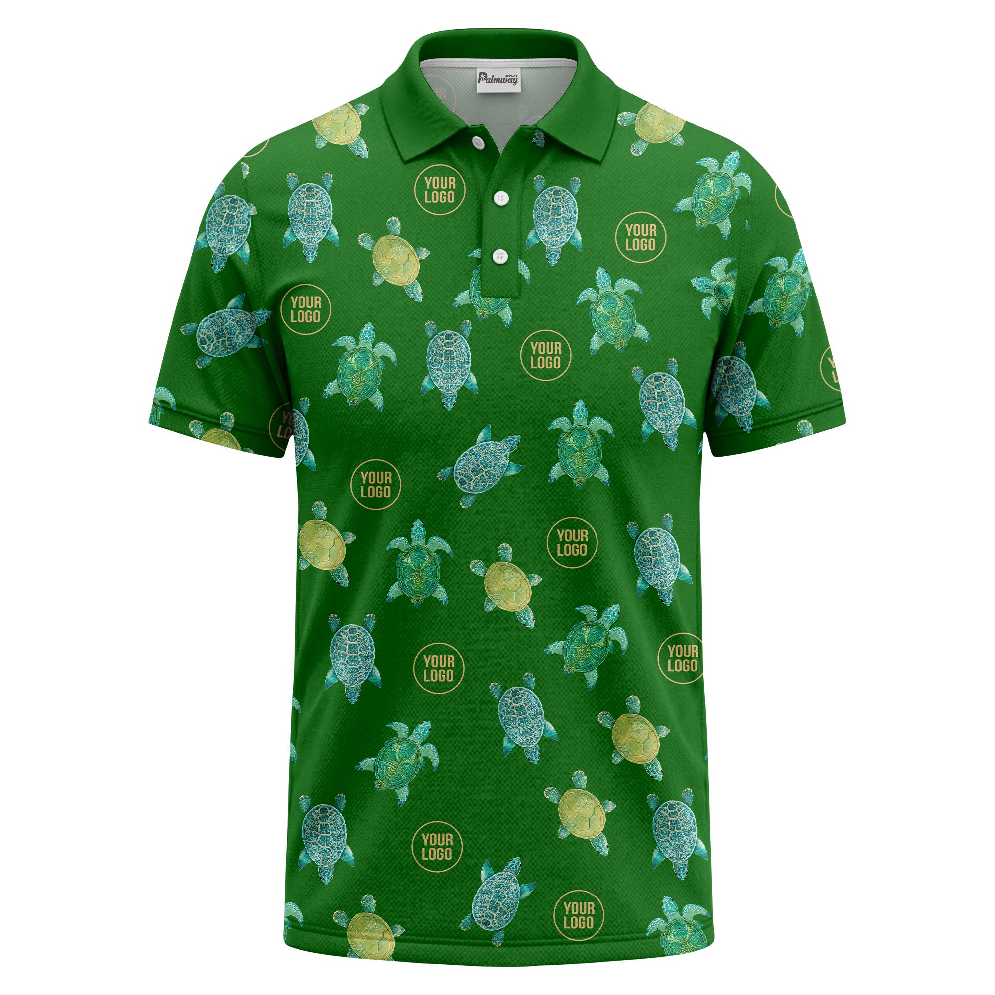 sea turtle repeat black teal golf polo shirt for men