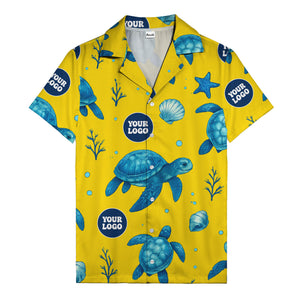 sea turtles & coral seashells aloha navy hawaiian shirt