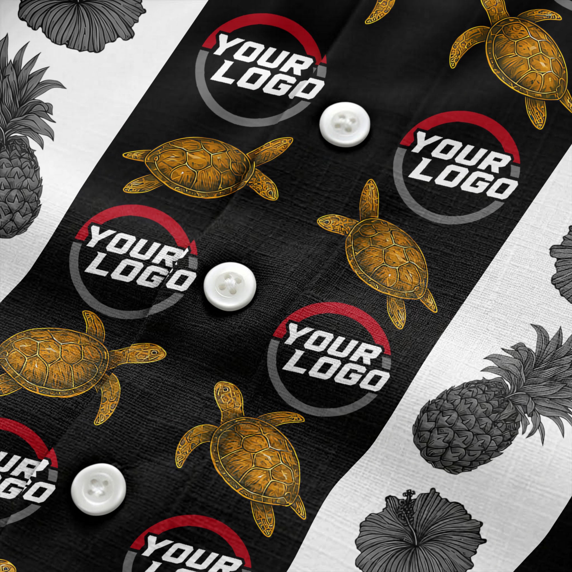 sea turtles & pineapple hibiscus striped hawaiian shirt