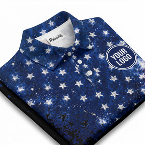 stars & stripes american flag all over print polo shirt
