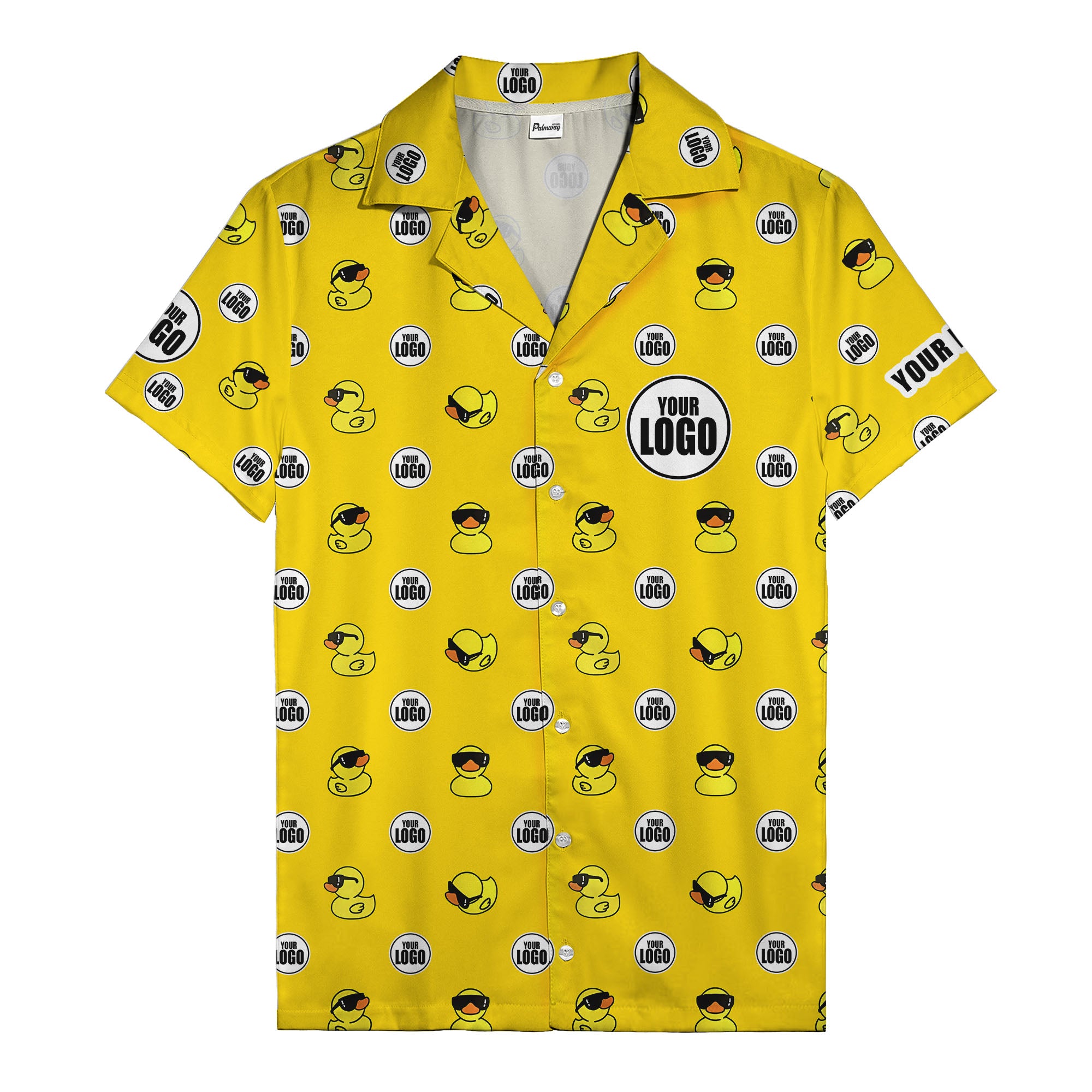 sunglass rubber duckies & custom logo circles fun hawaiian shirt for men