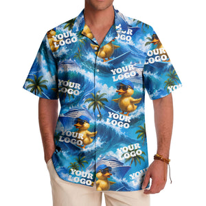 surfing rubber ducks & cruise ships cartoon hawaiian shirt for men