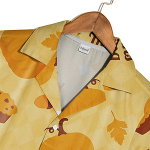 Thanksgiving Argyle Hawaiian Shirt with Pumpkins Muffins and Drumsticks