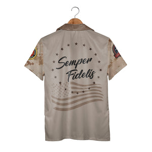 USMC Anniversary Hawaiian Shirt - Eagle Globe Anchor Marine Corps Digital Camo