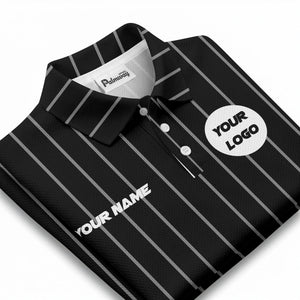 vertical pinstripe custom logo personalized text polo shirt