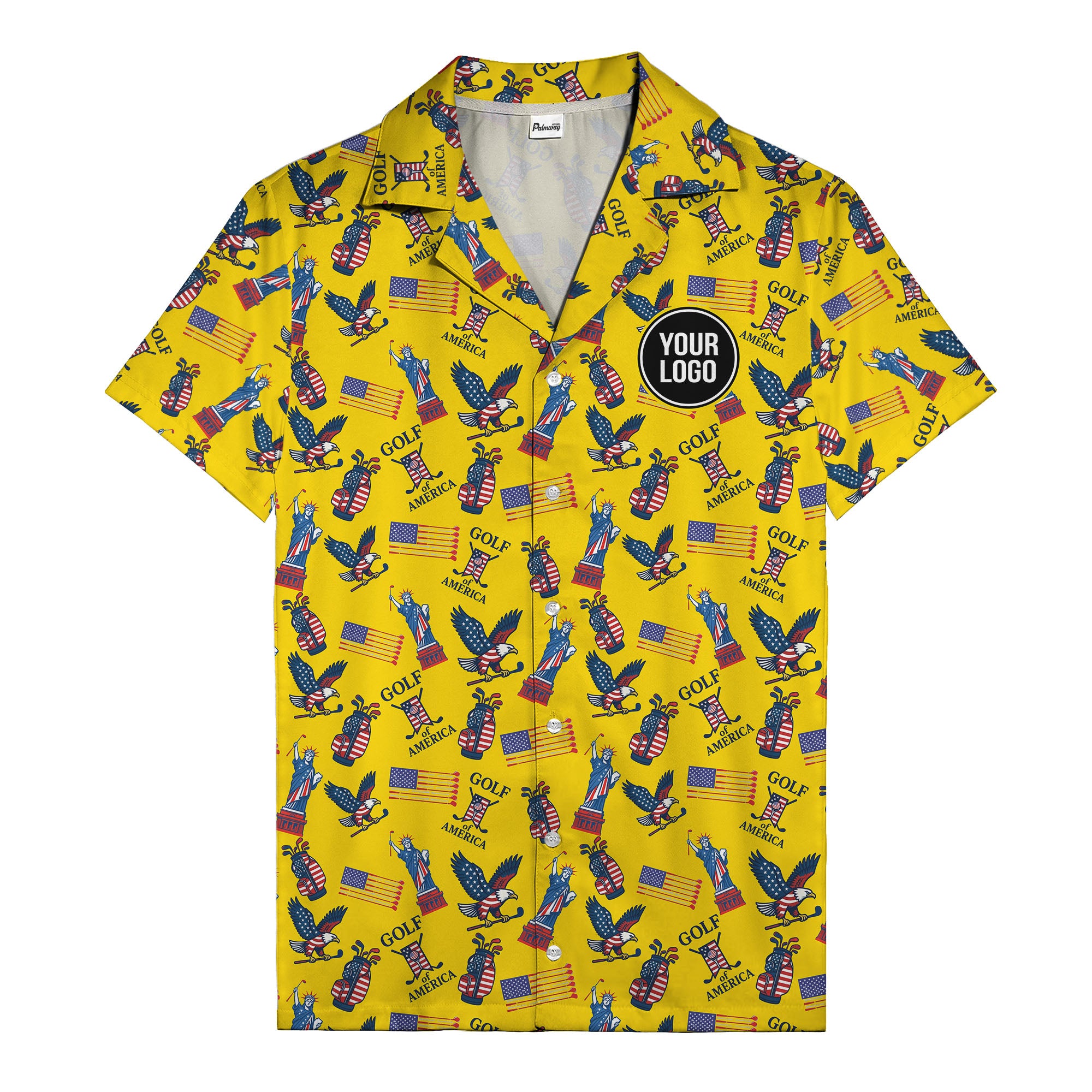 vintage 50s bald eagles & statue of liberty golf hawaiian shirt