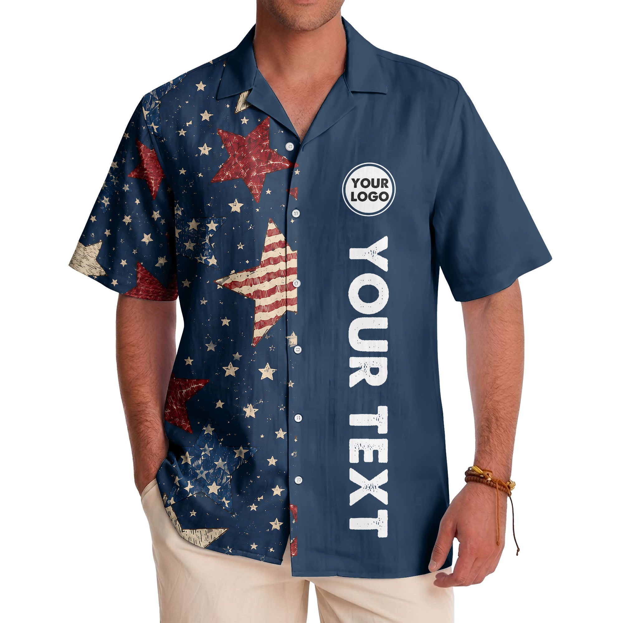 vintage stars & stripes american flag hawaiian shirt for men