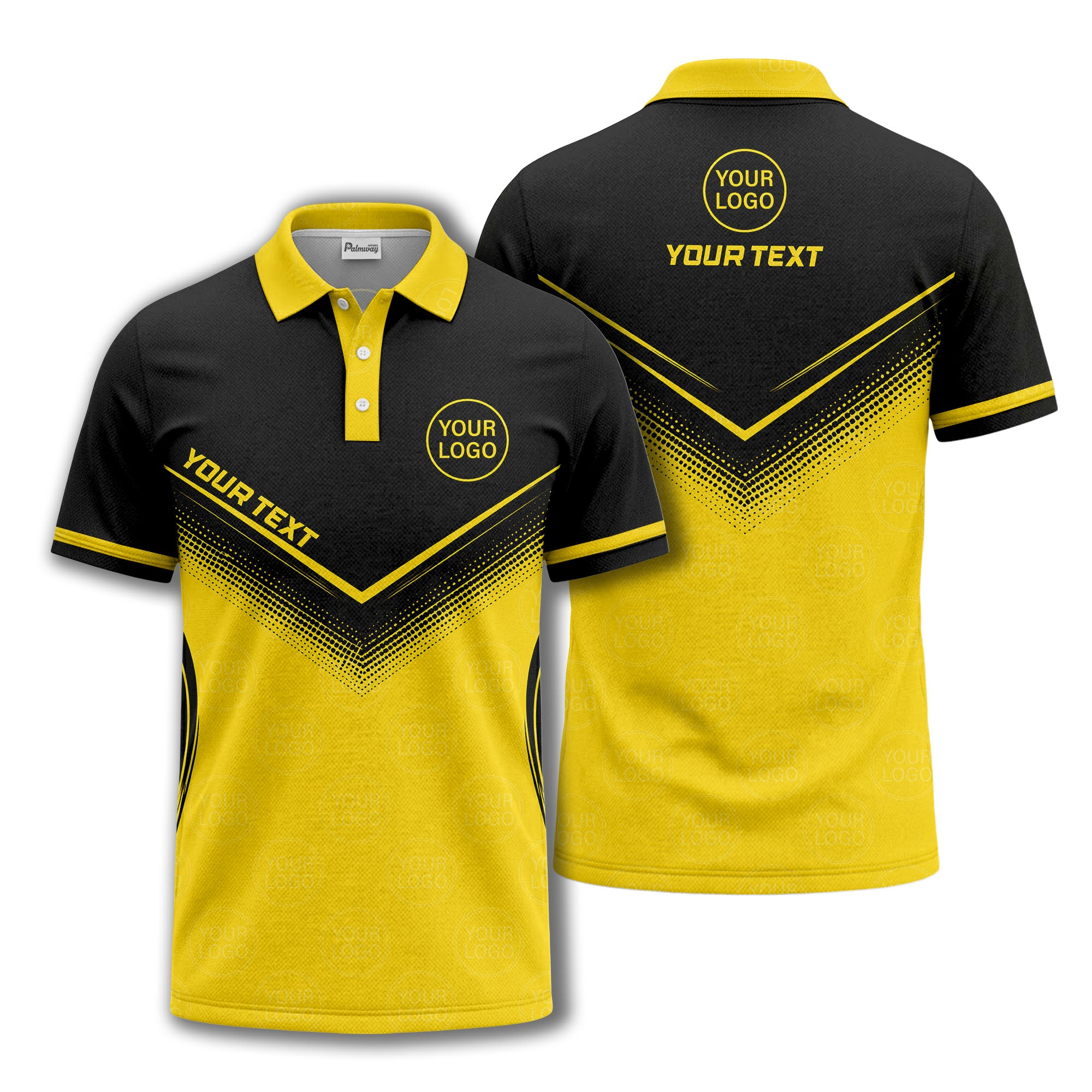 v-shape geometric halftone gradient golf polo shirt for men