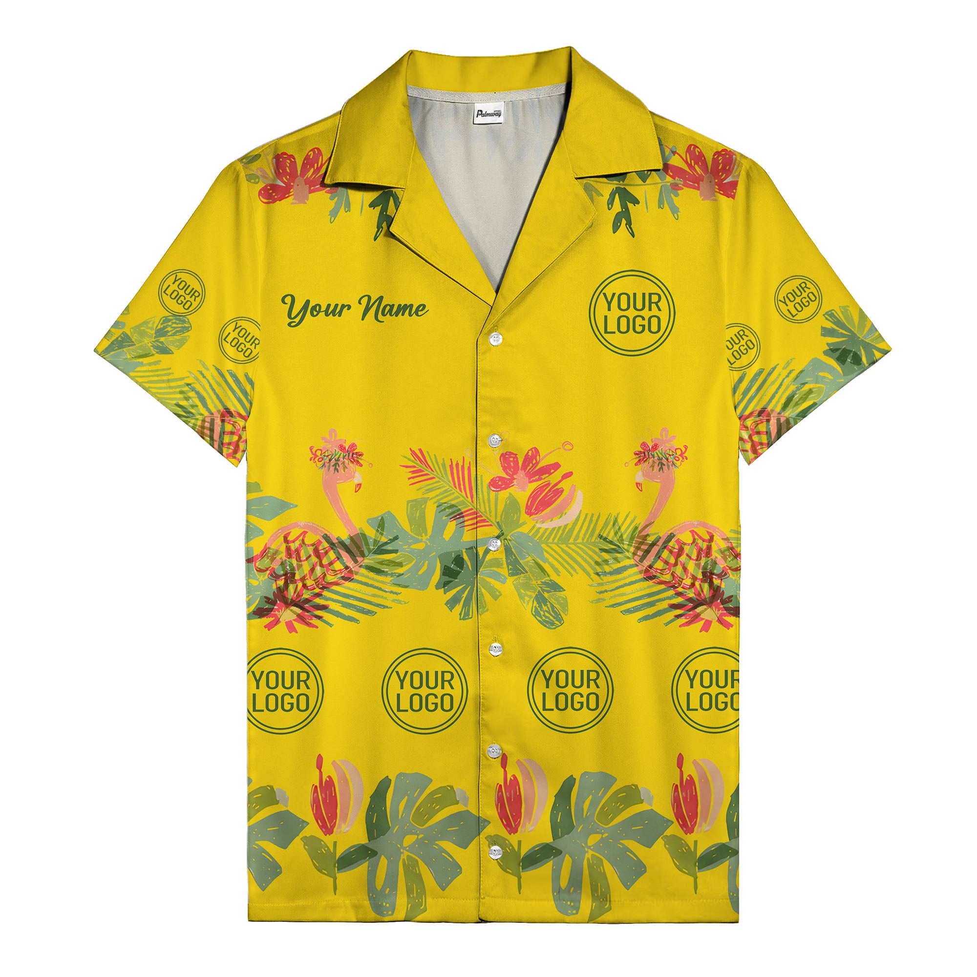 watercolor flamingo palm tropical flowers black hawaiian shirt
