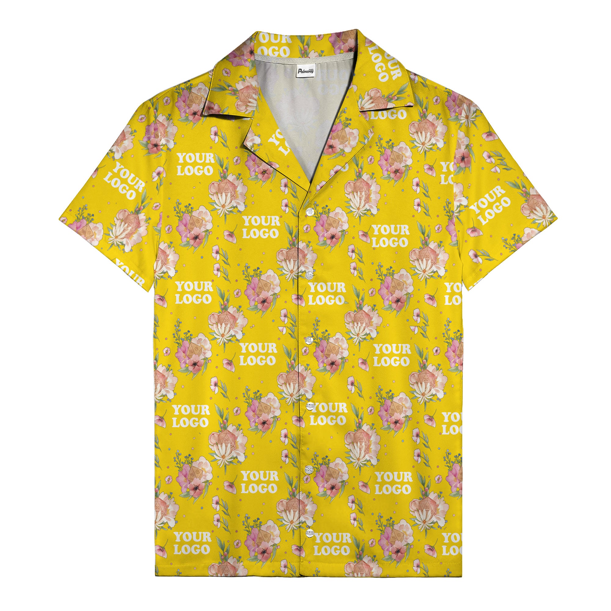 watercolor floral d20 dice hawaiian shirt with custom logo space
