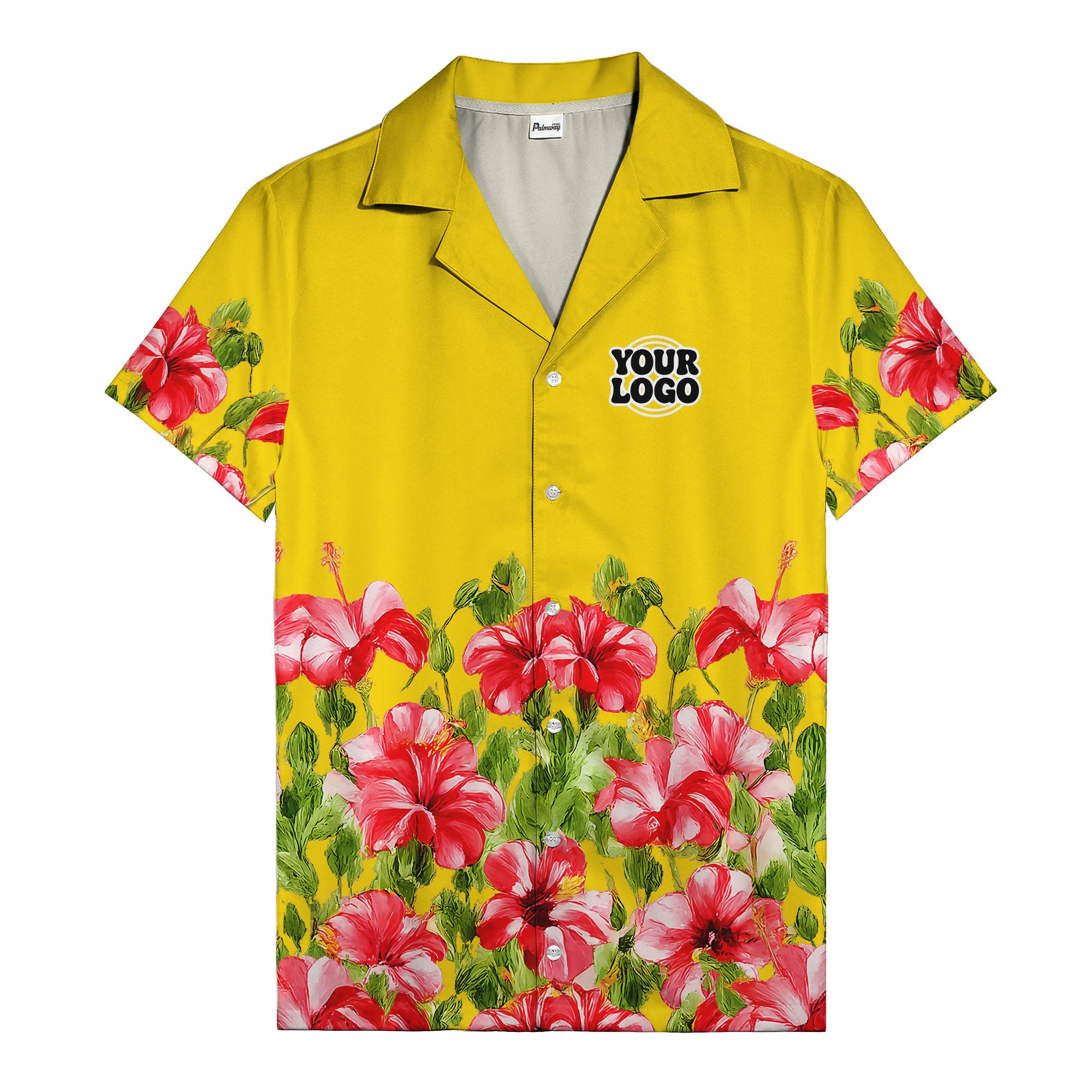 watercolor hibiscus & leaf aloha hawaiian shirt for men