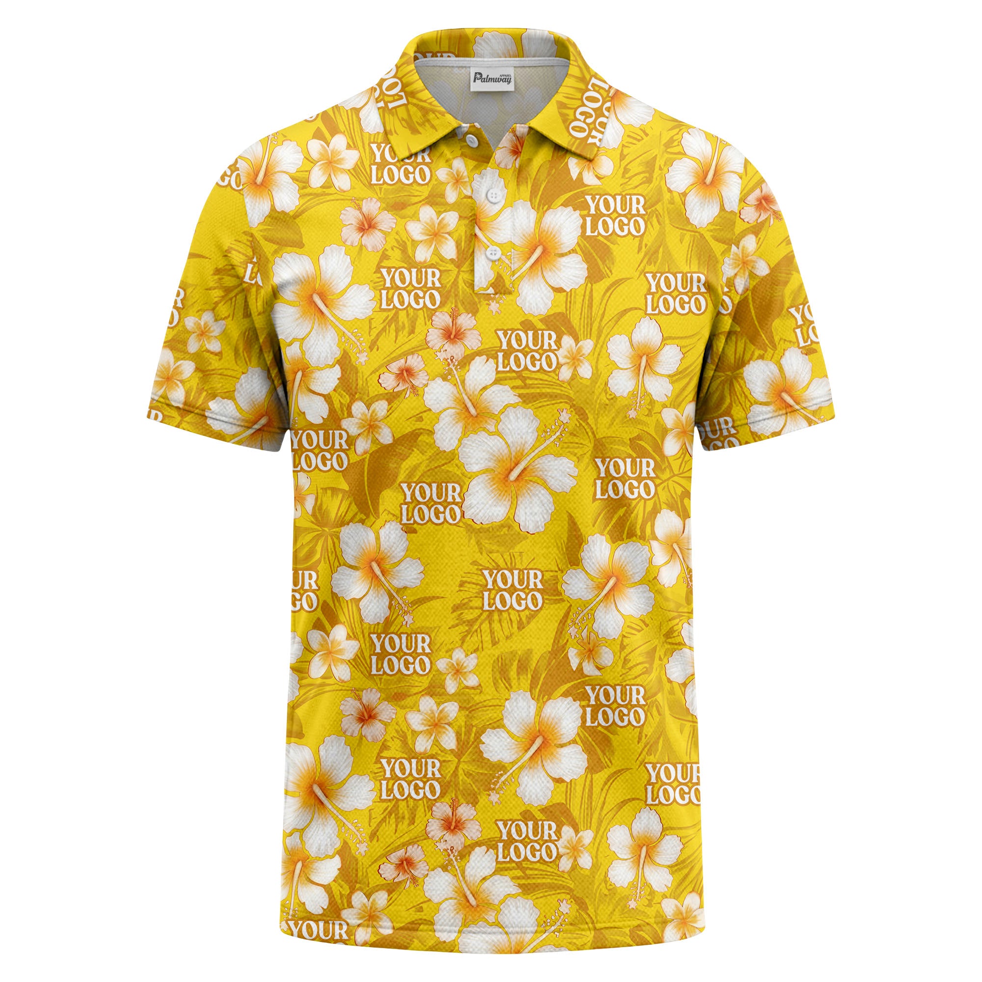 watercolor hibiscus & plumeria black aloha polo shirt for men