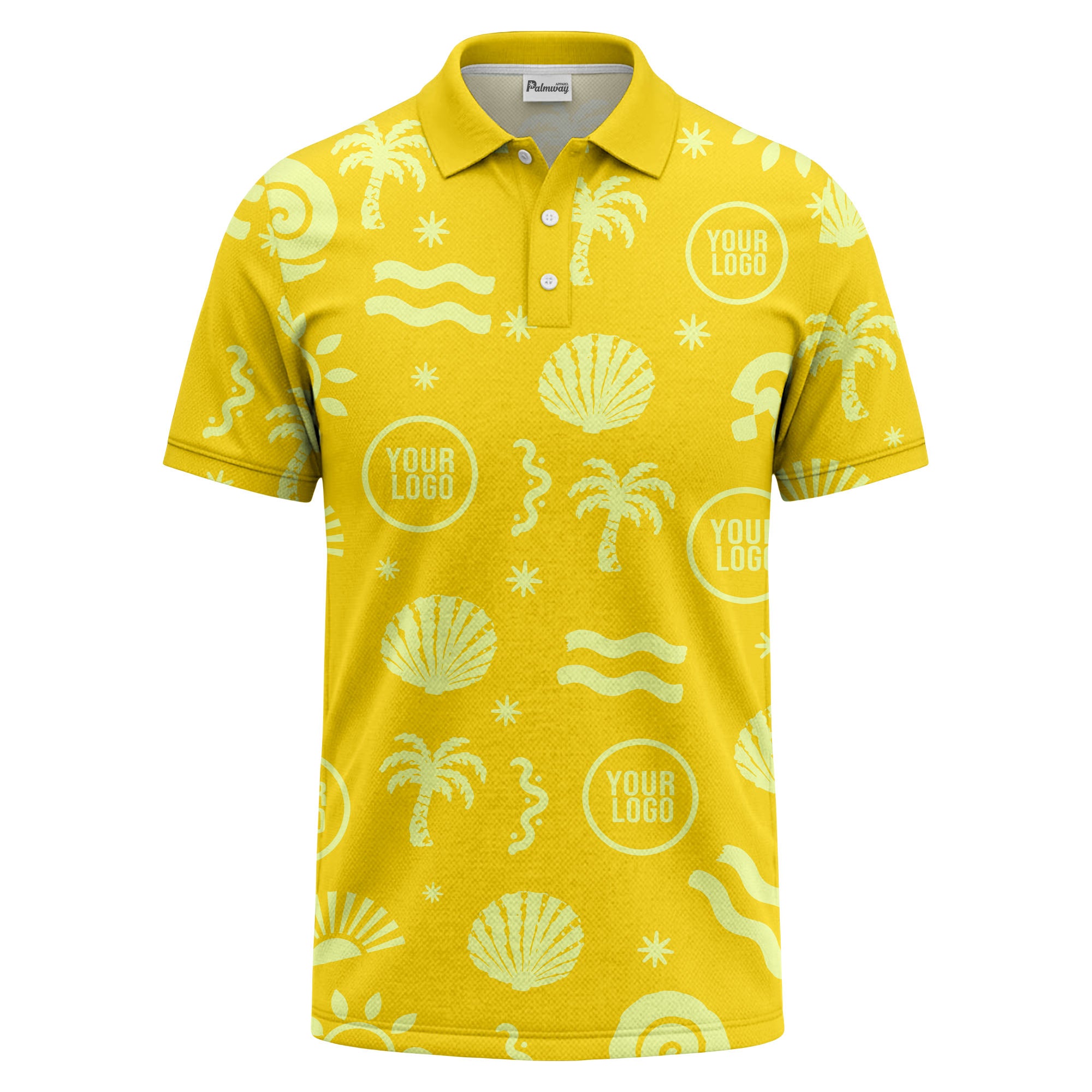 watercolor palm trees seashells waves polo shirt for beach vacation